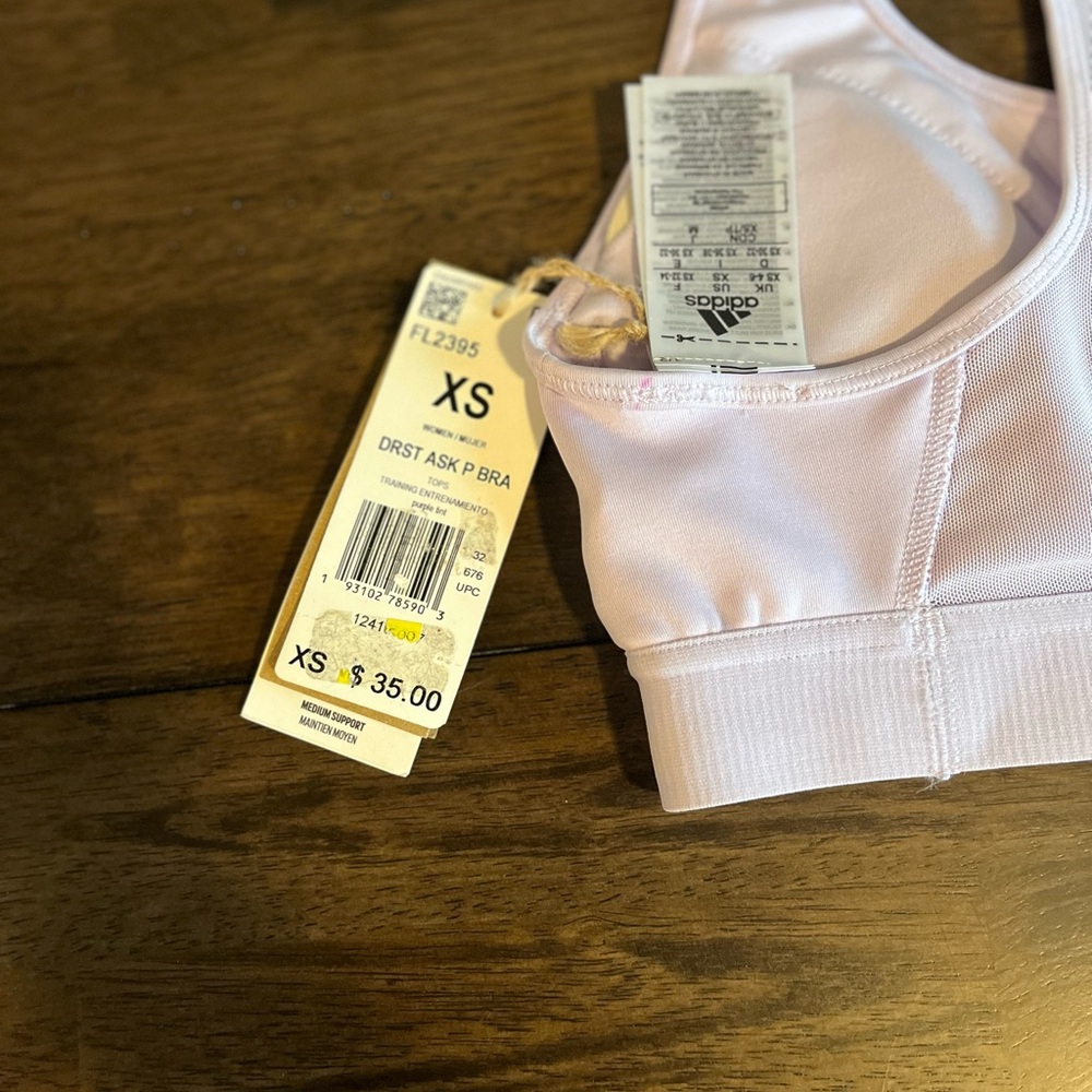 adidas Light Pink Sports Bra - Picture 3 of 4